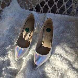 Metallic RAINBOW Silver Pumps 7.5